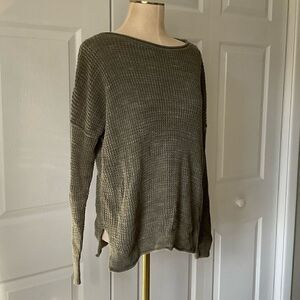 Hollister Womens Olive Green Long Sleeve Waffle Knit Sweater - M